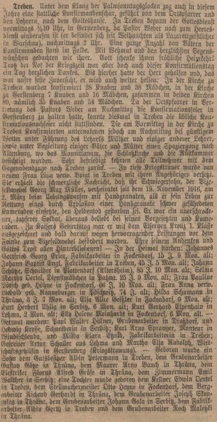 Auszug Heimatgrüße Altenburg Mai 1918